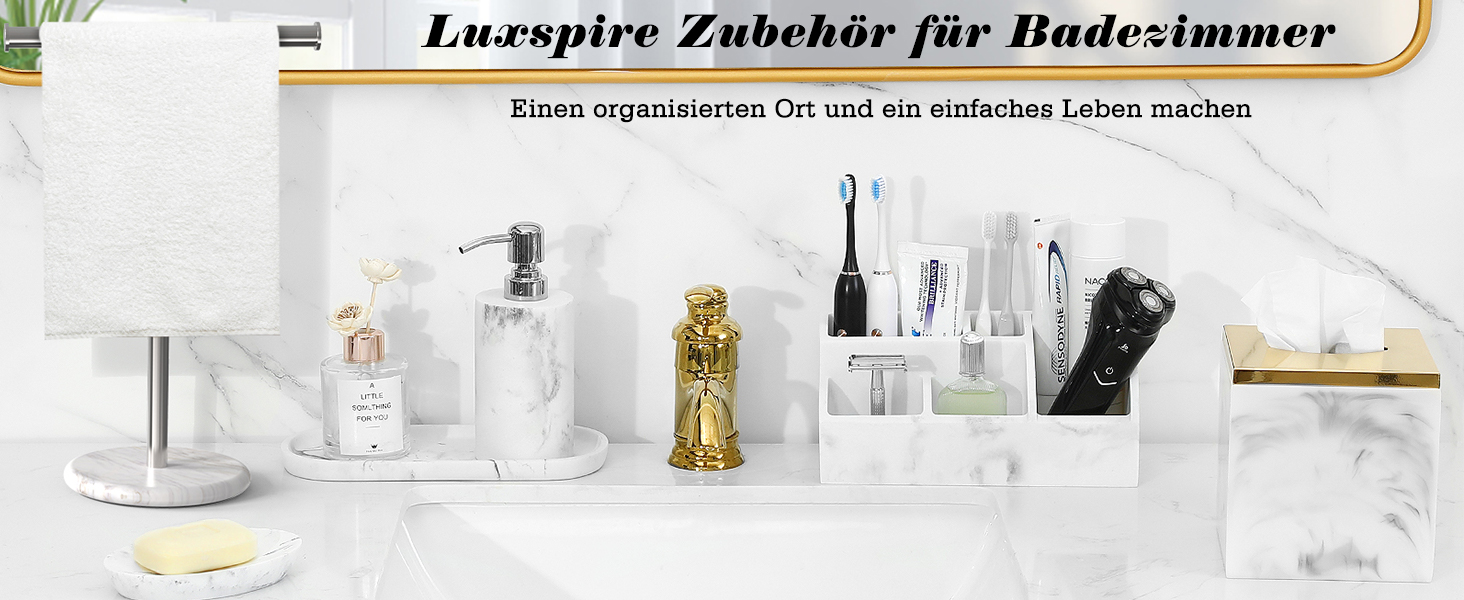 Тримач для зубних щіток Luxspire з 5 відділеннями, електричний, для сім'ї, велика місткість, органайзер для зубних щіток та макіяжу