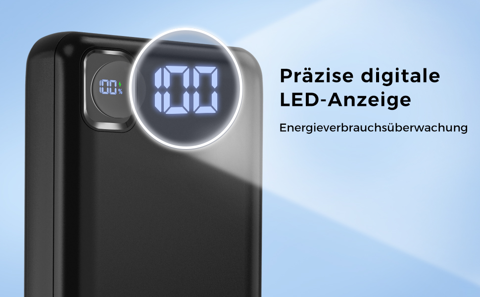 Повербанк Powerbank 50000mAh P500C з вбудованими кабелями та LED-дисплеєм, швидка зарядка USB-C, зовнішній акумулятор для iPhone, Android та планшетів, чорний