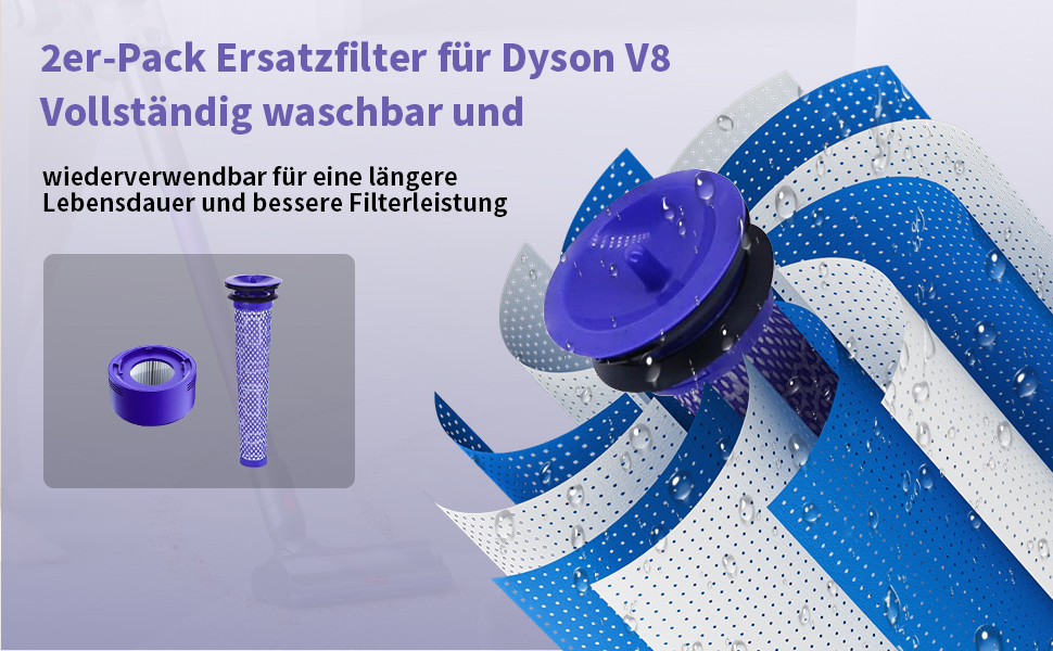 Запасний акумулятор V8 для пилососів Dyson, 4600mAh, сумісний з моделями SV10 Absolute Animal Fluffy Motörhead Exclusive Total Clean (2 фільтри + 1 викрутка + 3 шурупи + 1 щітка)