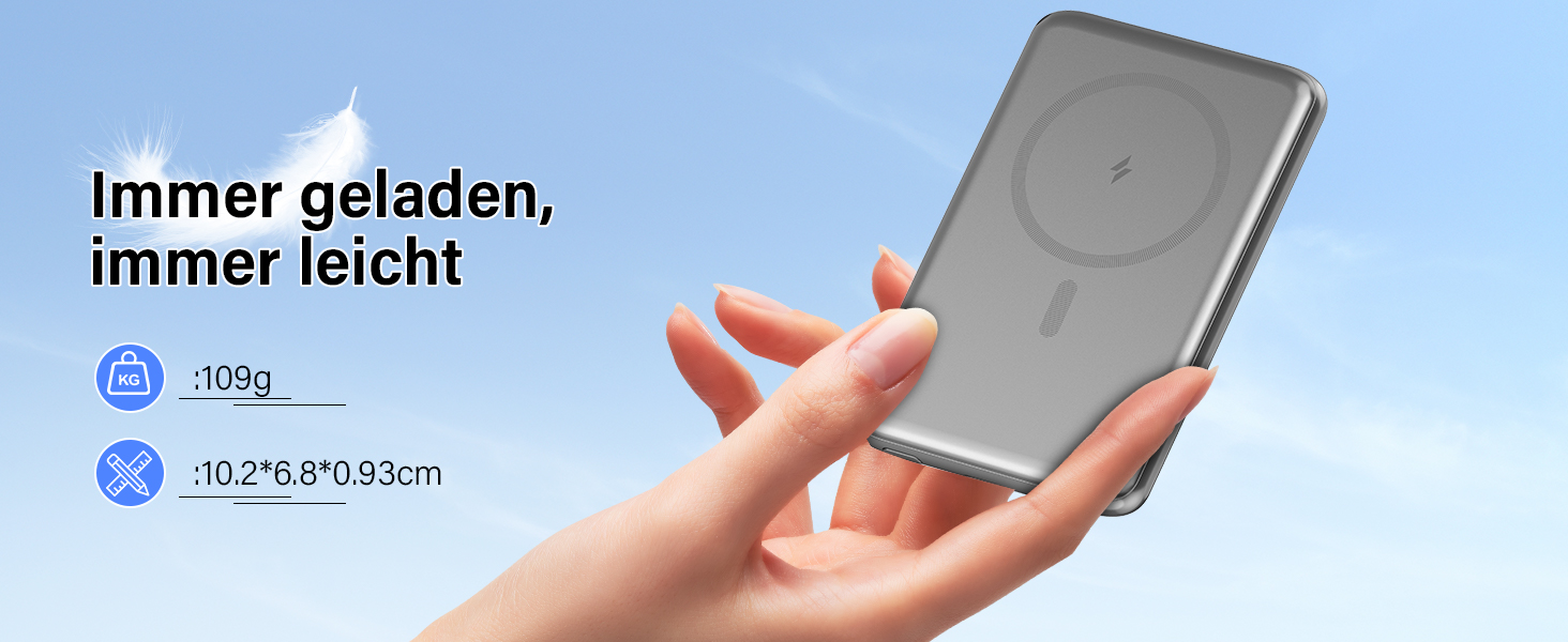 Power Bank MagSafe 5000mAh 20W PD з бездротовою зарядкою, USB-C, для iPhone 16/15/14/13/12, срібний