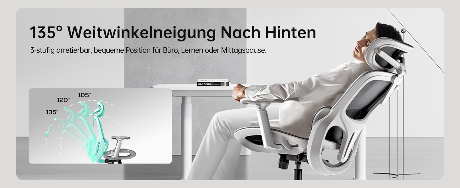 Hbada P2 Air Ergonomic Office Chair with 3D Lumbar Support, Adjustable Mesh Chair with 3D Armrests & Headrest - Home & Office Desk Chair (White, Luxury Version)