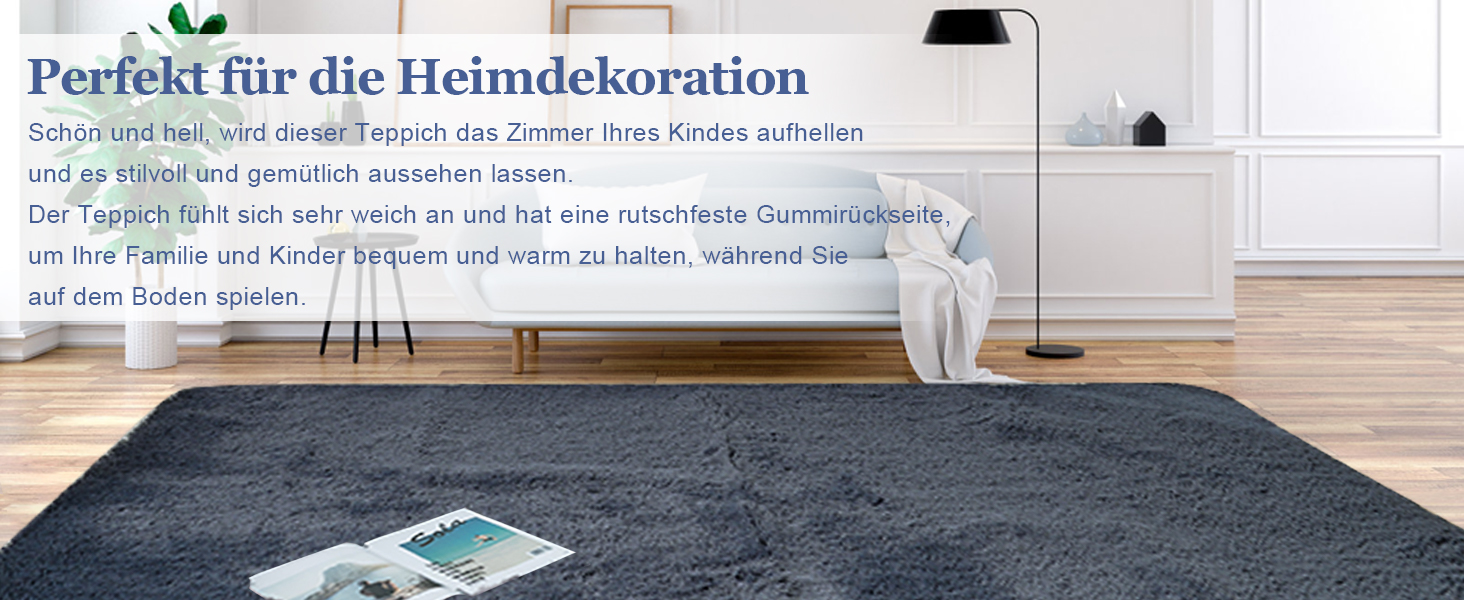 Килимок CHOSHOME для спальні, вітальні: м'який, сучасний, з високим ворсом, антиковзаюча підкладка, для дитячої кімнати, шэггі, сірий, 90x150 см