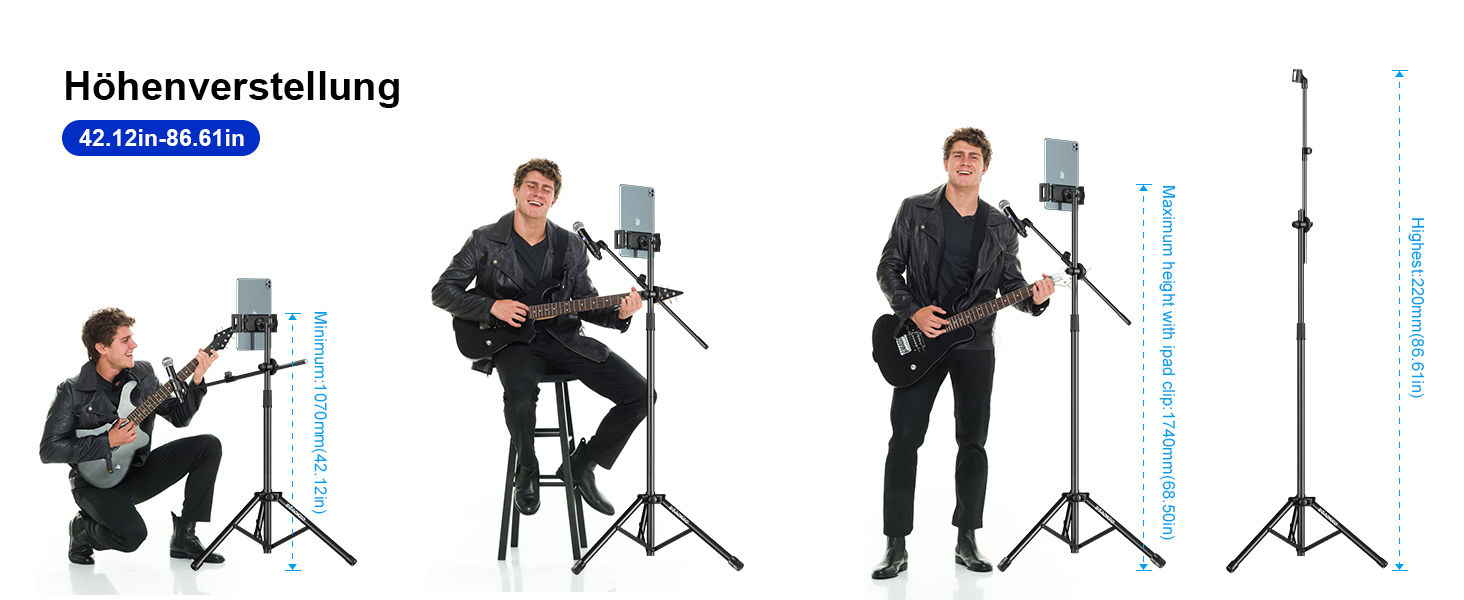 Підставка для мікрофона Aokeo з регульованою стійкою, чохол, тримач для планшету, для співу та запису голосу