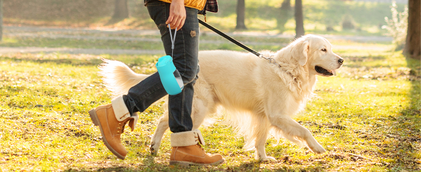 Вода для собак на ходу: пляшка-поїльник 570 мл або 350 мл, для цуценят та собак різних розмірів, блакитна
