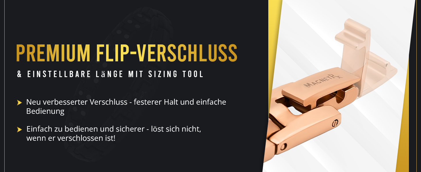 Браслет на руку MagnetRX® Ultrastarkes Titan Magnetarmband для жінок – титановий браслет з магнітами, регульований розмір, рожеве золото