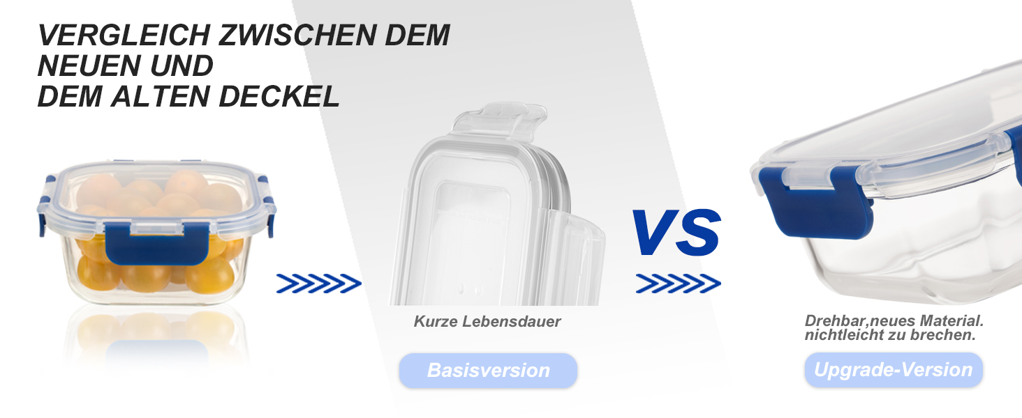 Набір скляних контейнерів для зберігання їжі з кришками з преміум-пластику, 10 шт., блакитні