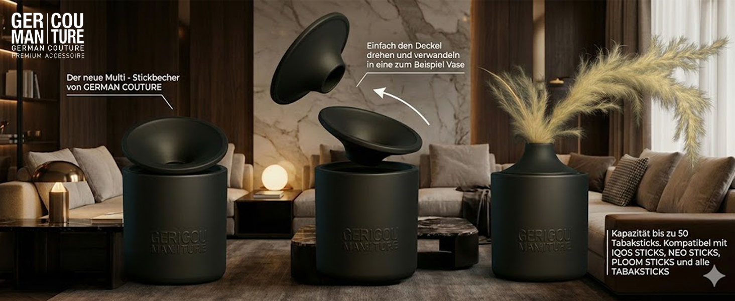 Попільничка для IQOS ILUMA PRIME, TEREA, Heets, Glo Hyper Pro Air, Ploom X evo – German Couture Keramik, чорна