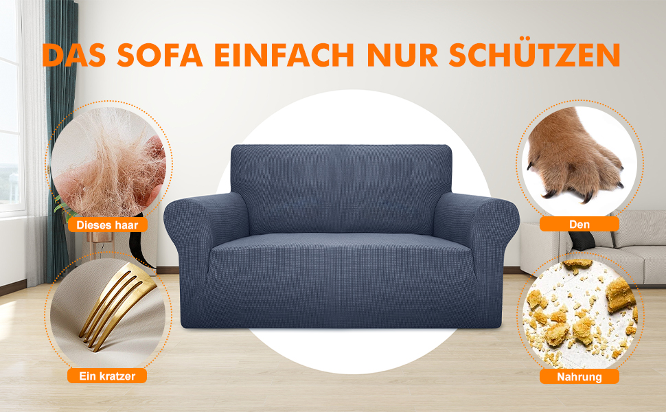 Чохол для дивану GRIFEMA на 2 місця, сірий, жаккард, еластичний, захист від тварин