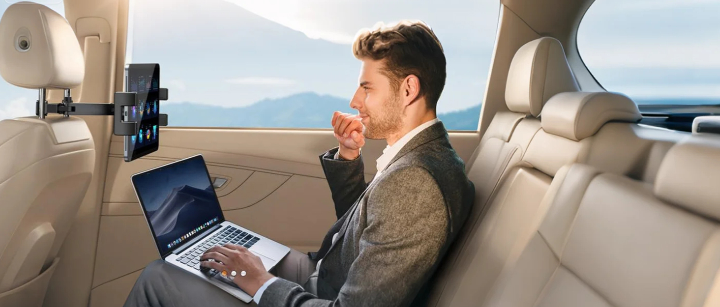 Тримач для планшета в авто, висувний кріплення, поворот на 360° - сумісний з iPad, iPhone, Galaxy Tab та іншими пристроями 4.7-12.9 дюймів