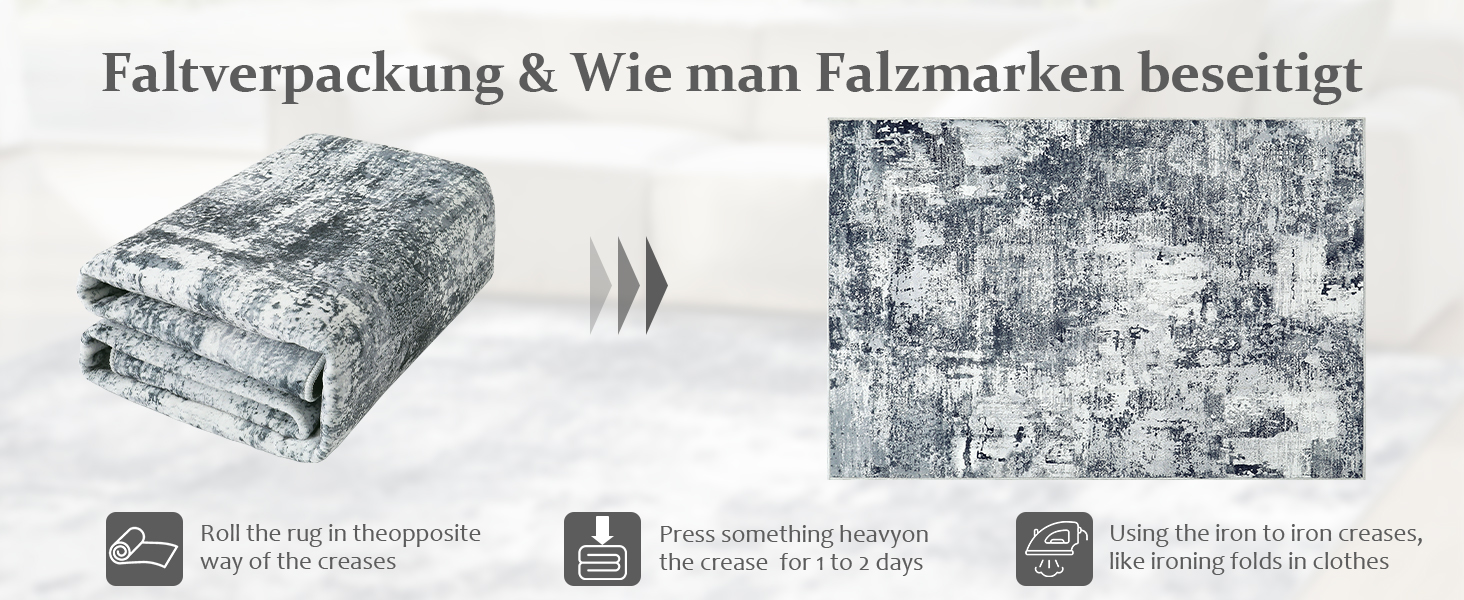 Килим для вітальні та спальні 160x230 см, сірий, короткий ворс, абстрактний, вінтажний дизайн, легко миється, не слизький