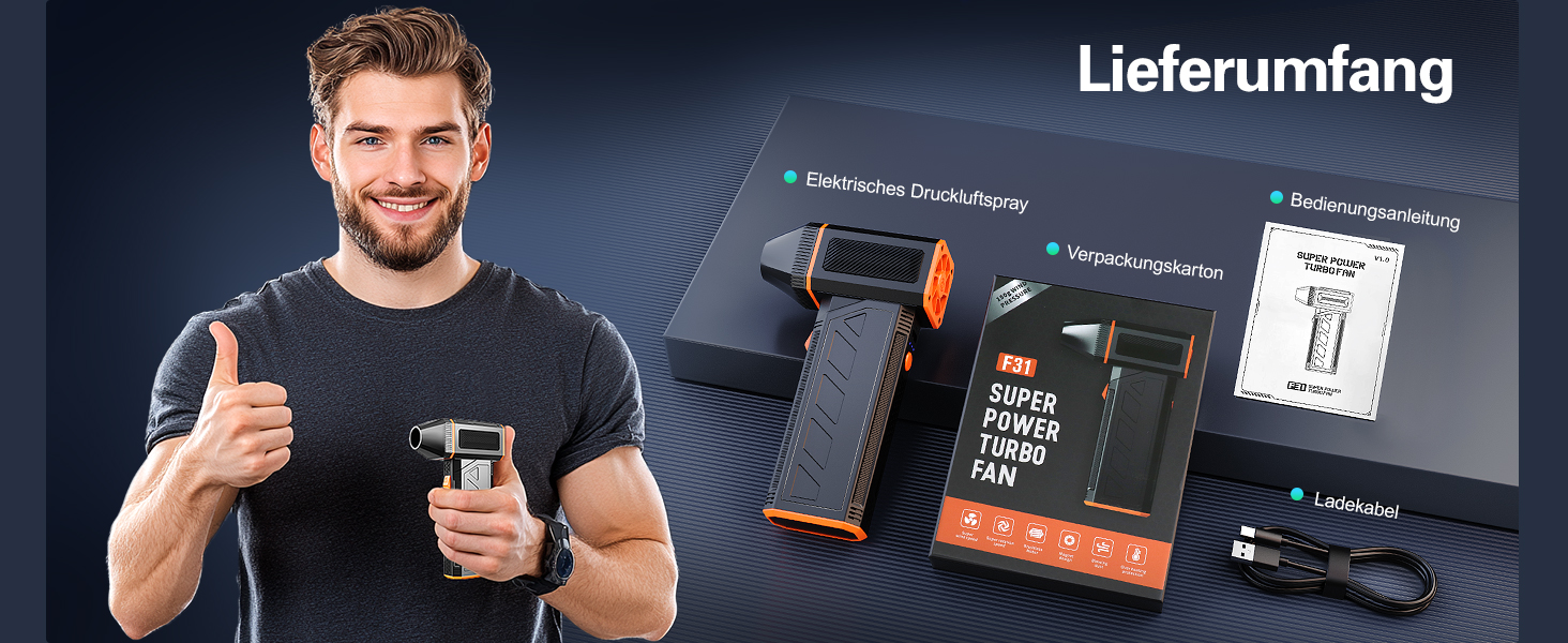 Електричний повітряний пилосос F31: 130 000 обертів/хв, для комп'ютера, клавіатури, дому та авто