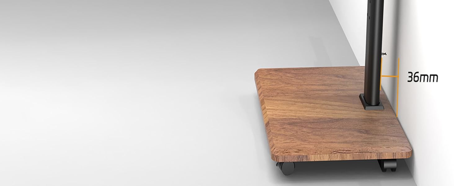 Підставка для телевізора Delphos Mobiler TV – мобільна, з дерев'яною основою, для телевізорів 32-70 дюймів, до 45 кг, регульована по висоті (до 130 см), поворотна ±25°, VESA 600x400 (волоський горіх)