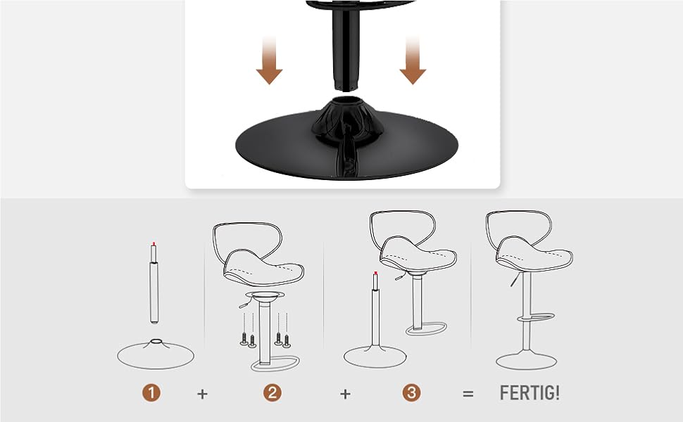 Alpha Adjustable Height Bar Stools 2-Pack - Swivel PU Leather Kitchen Bar Chairs with Footrest - 160KG Capacity (Brown)