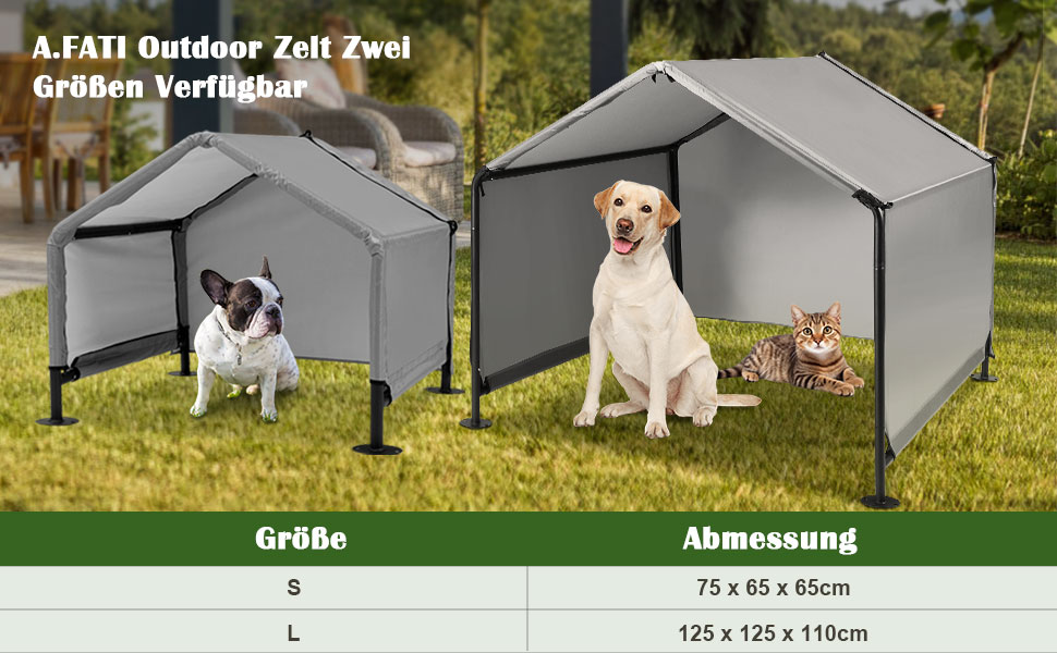 Будка для собак A.FATI Outdoor: сіра, 75x65x65 см, водонепроникна, з задньою стінкою, захист від сонця, для маленьких та середніх собак, котів, курчат, цуценят