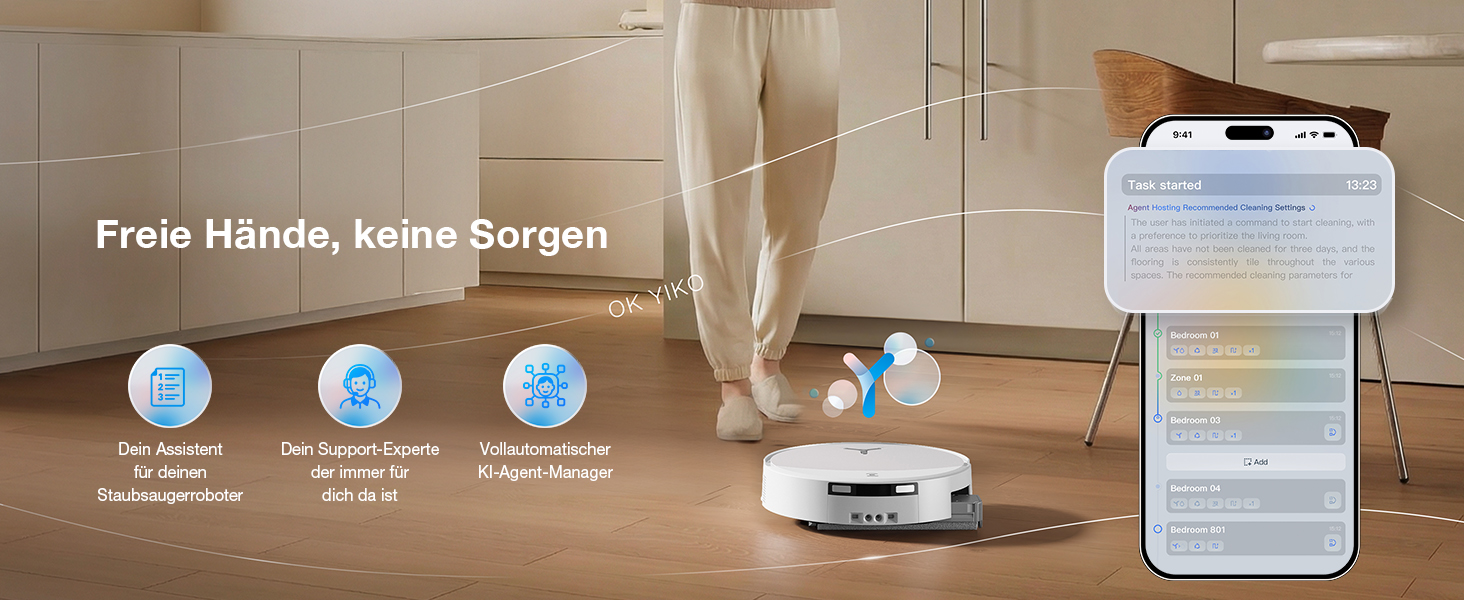 Робот-пилосос з функцією вологого прибирання ECOVACS T90 PRO Omni, 30 000 Па, PowerBoost, матовий білий