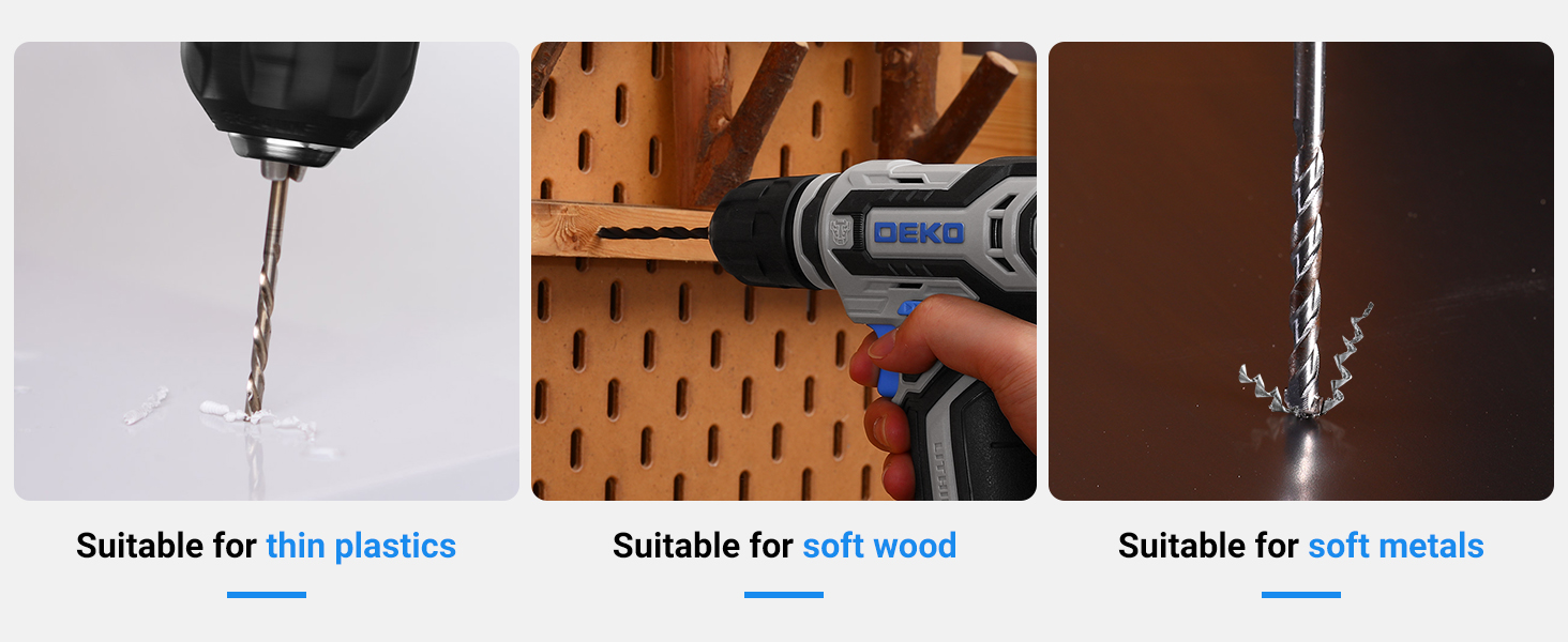 Набір акумуляторної дрилі DEKO 12V: 238 штук у кейсі. Акумуляторна дриль-шуруповерт для дому, рукоділля та ремонту. Комплект інструментів (блакитний)