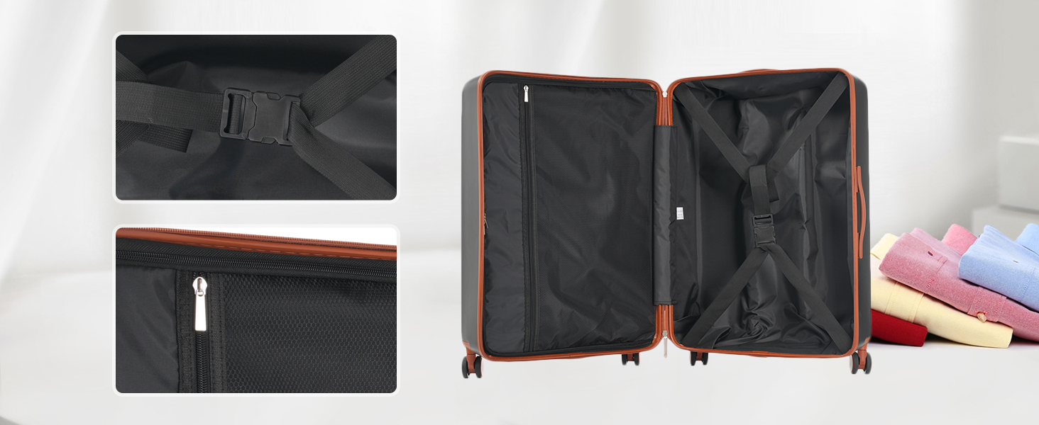 Набір валіз Merax TSA-Schloß: M, L, XL. Чорний. З телескопічним ручками та 4 колесами. PP-матеріал.