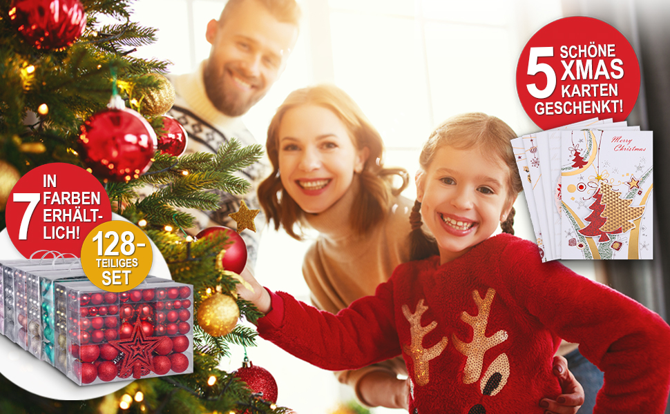 Набір прикрас на ялинку 128 шт. – верхівка, 127 кульок, упаковка, декор для дому та вулиці з пластику, 5 карток (шампань)