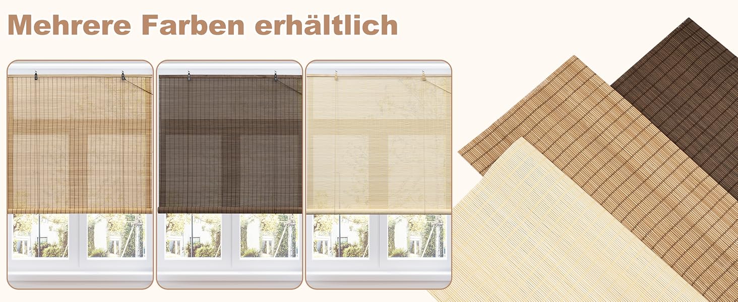 Бамбукові ролети WOLTU для вікон, дверей, балкону та тераси 60x160 см, коричневі. Захист від сонця, приватності та вентиляція.