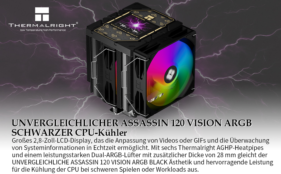 Кулер для процесора Thermalright Peerless Assassin 120 VISION MAX ARGB Black, 2 вентилятори TL-K12 PWM, 5
