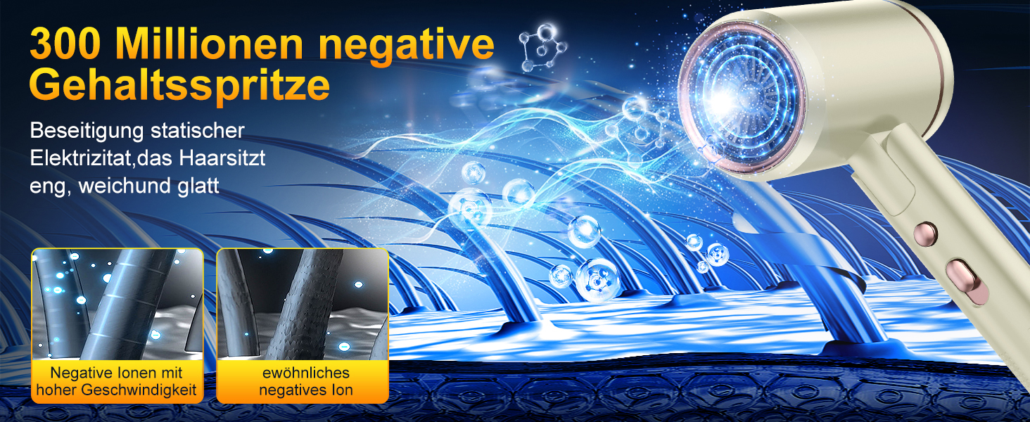 Професійний фен 2400W з іонізацією, складний, для подорожей, з насадкою-дифузором та чохлом (Бежевий)