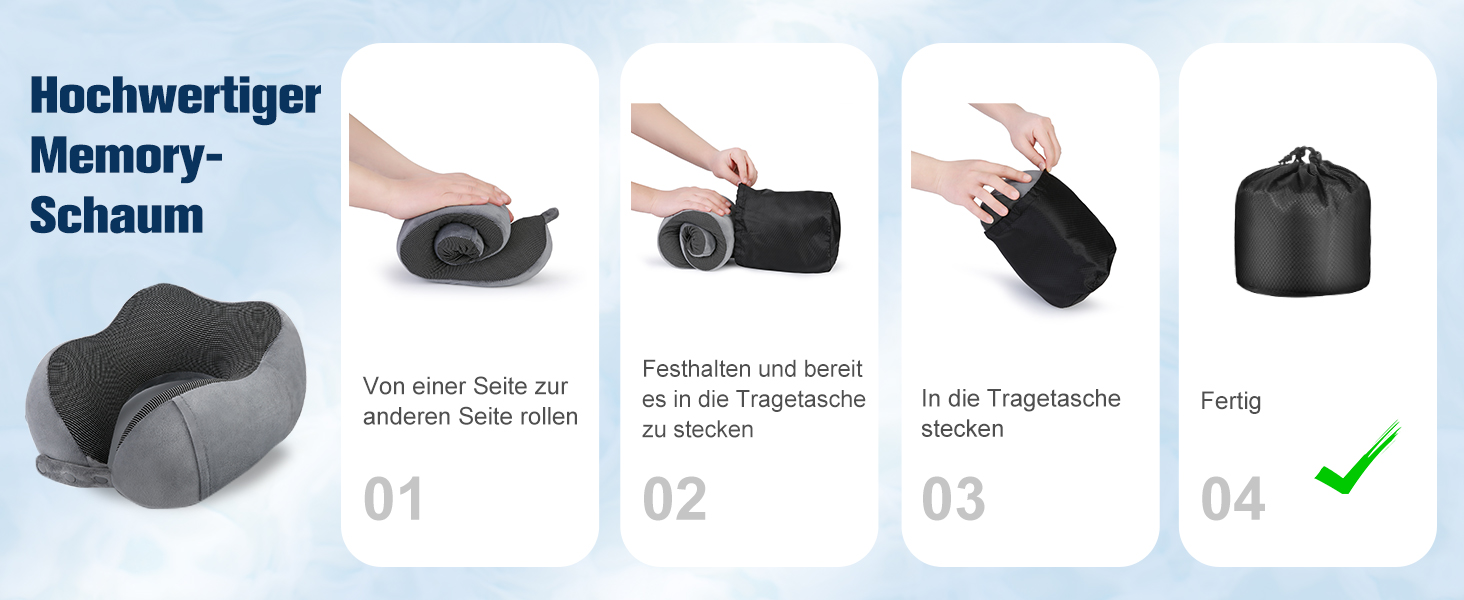 Подушка для шиї в літак, доросла, з піною з пам'яті, регульована, компактна, ергономічна, м'яка, дихаюча, з навушниками, маскою для очей, чохлом (Сірий)