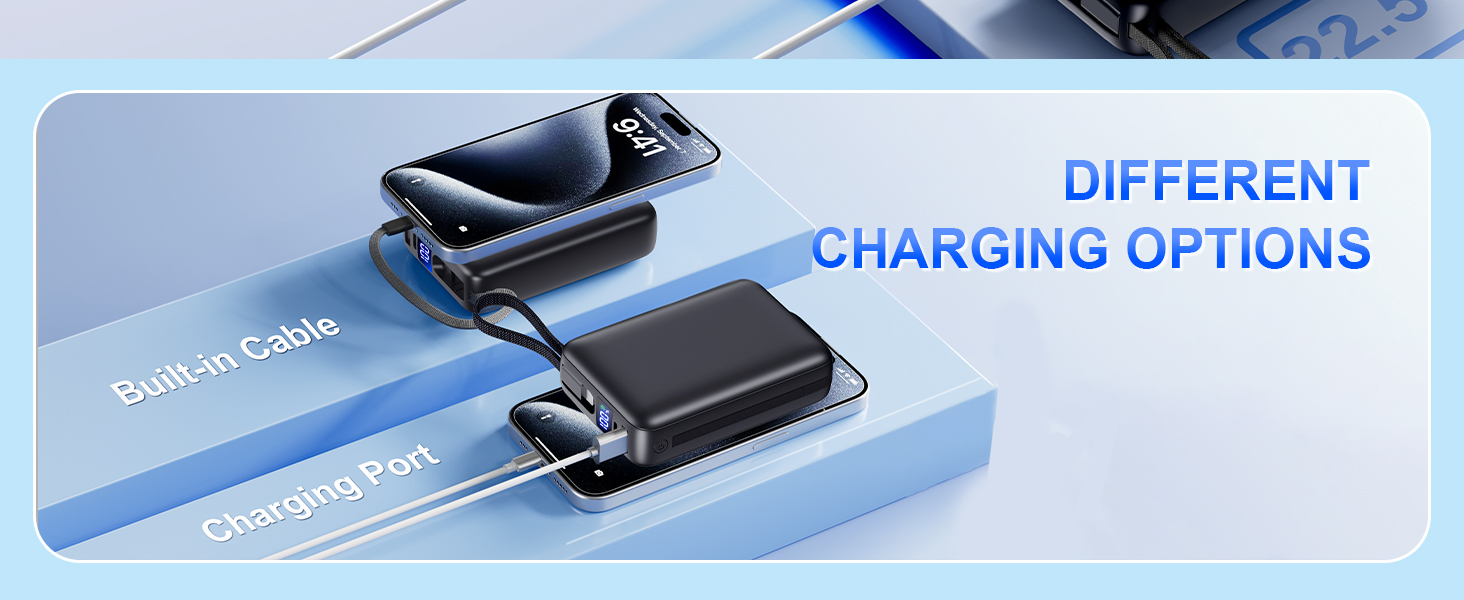 Power Bank 26800mAh: Портативний акумулятор з двома портами та кабелями, сумісний з iPhone та Android