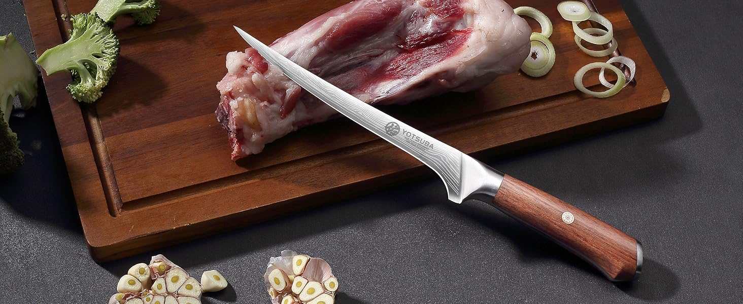 Японський кухонний ніж YOTSUBA 22 см - професійний шеф-ніж з високоякісної нержавіючої сталі з ергономічною ручкою, 18 см ніж для філетування