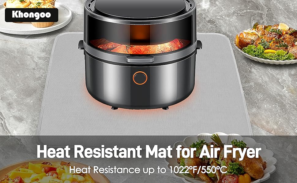 Термостійкий килимок під фритюрницю 2 шт. 40 x 45 см, 1 мм - захист від нагріву, для кухонних стільниць, масло- та водовідштовхувальний, легко миється (сірий, 40x60x0.1 см)