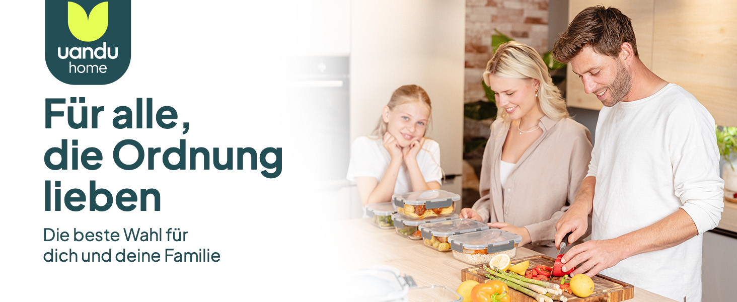 Набір контейнерів для їжі Uandu з кришкою (10 шт.) – контейнери для зберігання їжі з скла, BPA-free, придатні для миття в посудомийній машині, мікрохвильовій печі та морозильній камері, антрацит