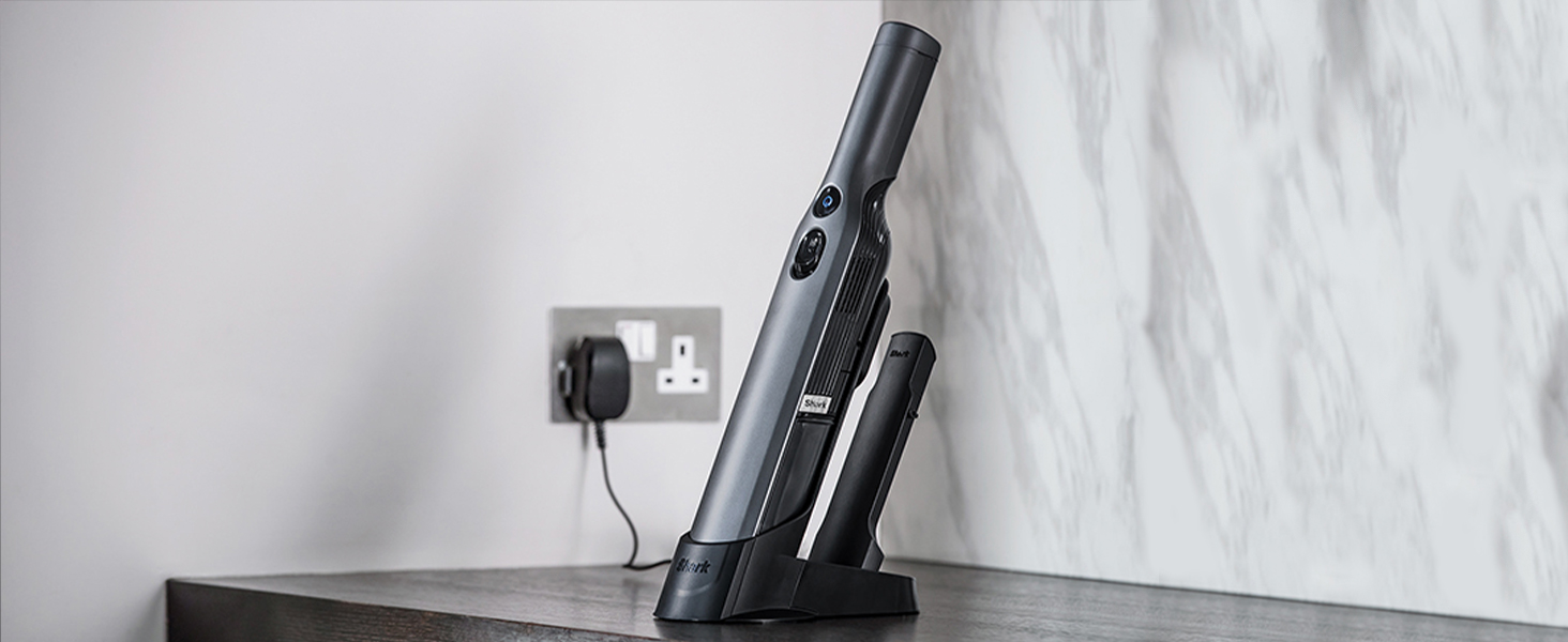 Shark WandVac 2.0 Бездротовий міні-пилосос, сірий, WV270EU - потужний, легкий, з насадкою для щілин та універсальною насадкою, час роботи 8 хвилин