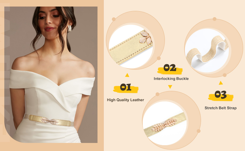 Еластичний пояс для жінок WERFORU: широкий, вінтажний, для суконь, чорний, білий, коричневий, бежевий, обхват талії 82-99 см