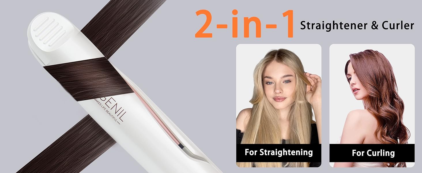 Випрямляч для волосся ANGENIL Pro Twist 2-в-1: праска та щипці для локонів, кераміка, LCD-дисплей, 130-230°C, білий