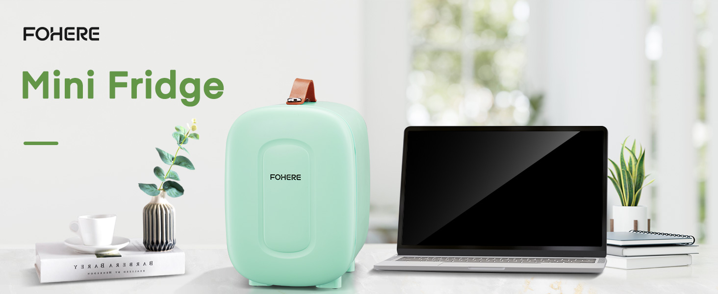 Міні-холодильник FOHERE 5л для косметики та напоїв з USB-живленням, 220V/12V, для спальні, офісу, авто (зелений)