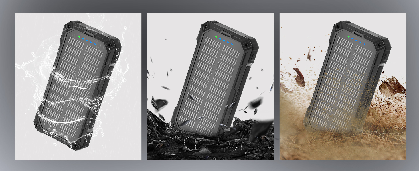 Портативний зарядний акумулятор Solar Powerbank 56800mAh з сонячною панеллю, 30W PD, 3.0A USB-C, 3 порти (2 USB та 1 Type-C), бездротовий заряд 15W, LED-індикатор, ліхтарик, чорний