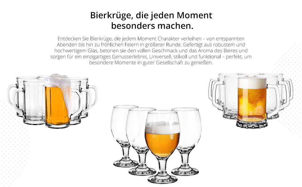 Набір келихів для пива Glasmark KROSNO 1992, 4 шт по 530 мл, для пілснера, стаута та еля, прозоре скло, придатні для посудомийки