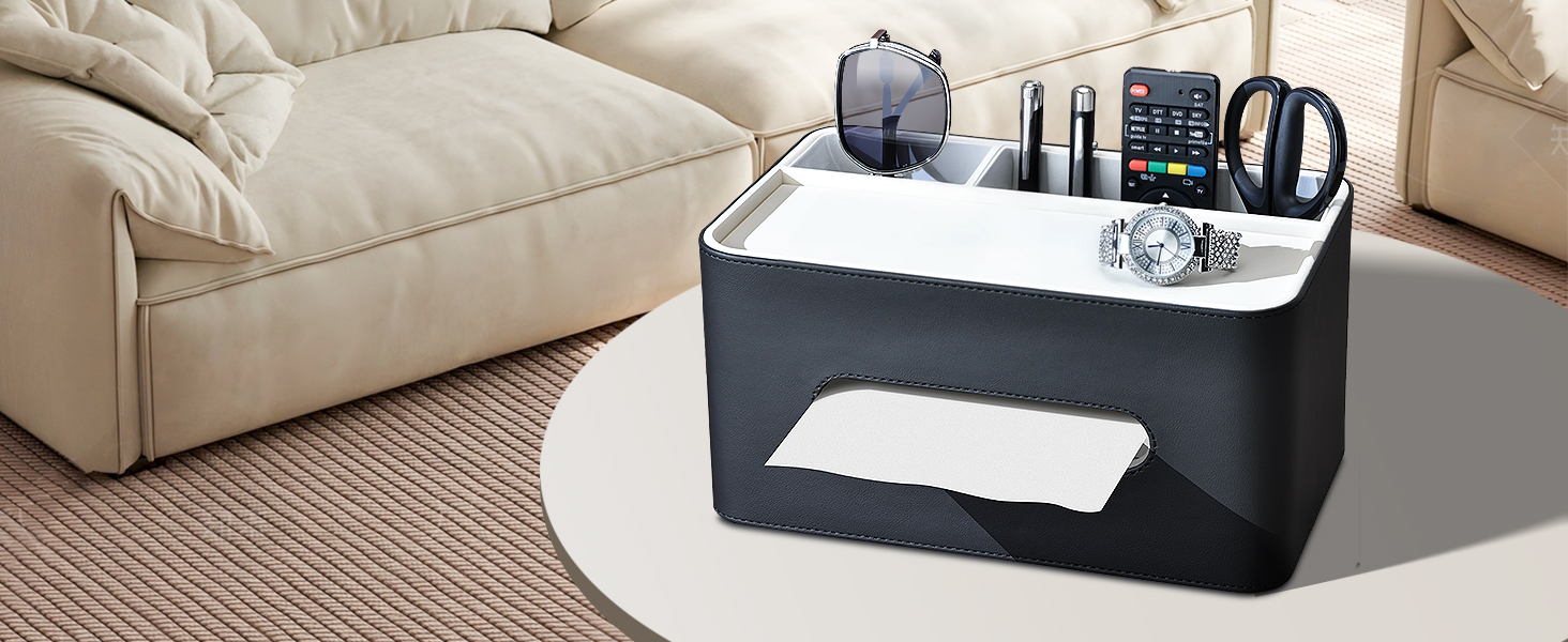 KINGFOM Склянка для серветок з 2 відсіками, з PU шкіри, для дому, офісу, ванної кімнати (Бежева)