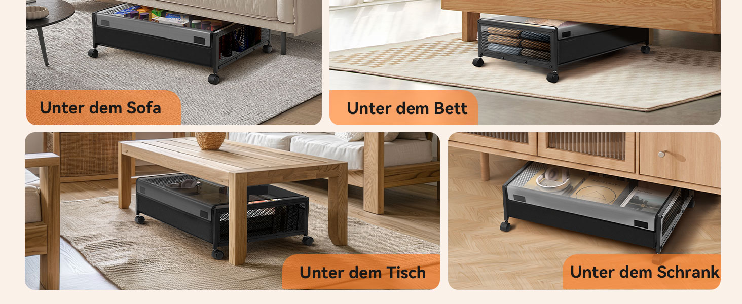 Підліжкова комода з колесами 2 шт., 48 л, ящик для зберігання під ліжком з кришкою та металевим каркасом, складана підліжкова коробка з колесами для одягу, постільної білизни, взуття, 48 л * 2, липучка