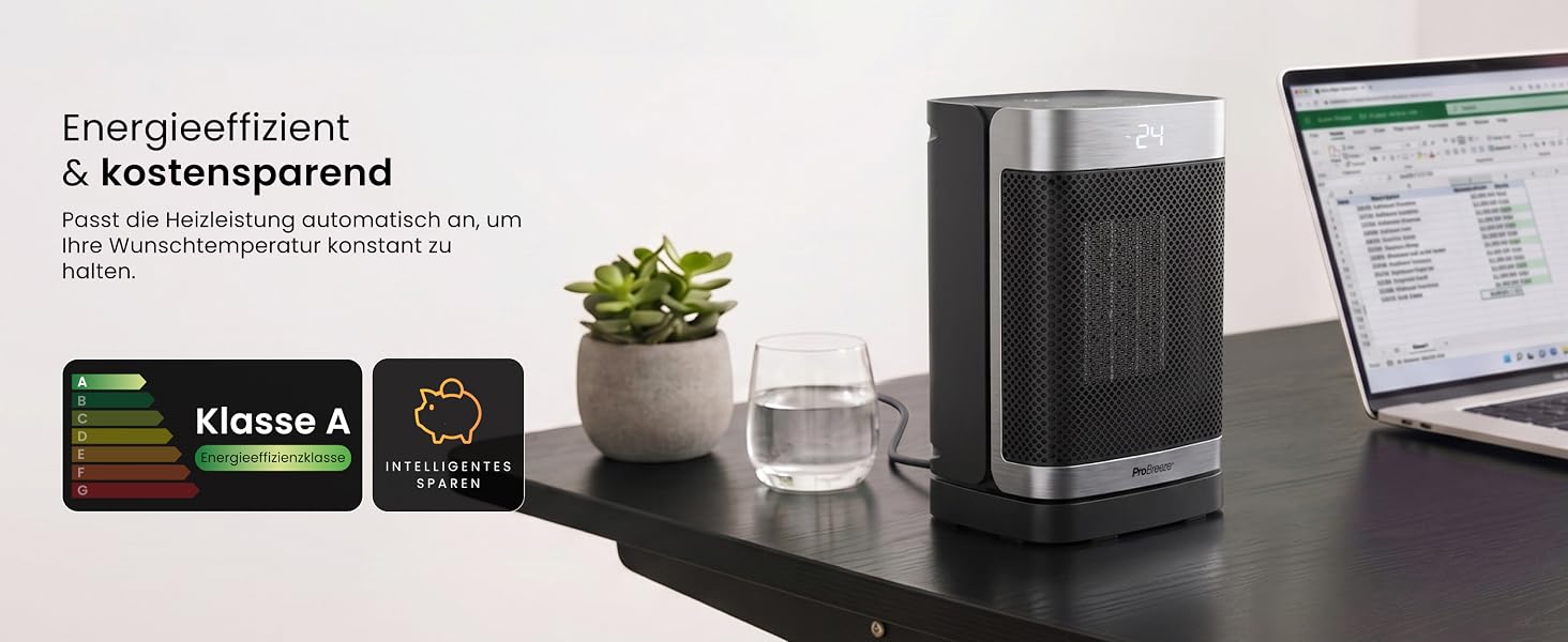 Керамічний тепловентилятор-товпіль Pro Breeze ThermaCube Plus 2200W з термостатом, дистанційним керуванням та Eco-режимом, обертання 65°, захист від перекидання