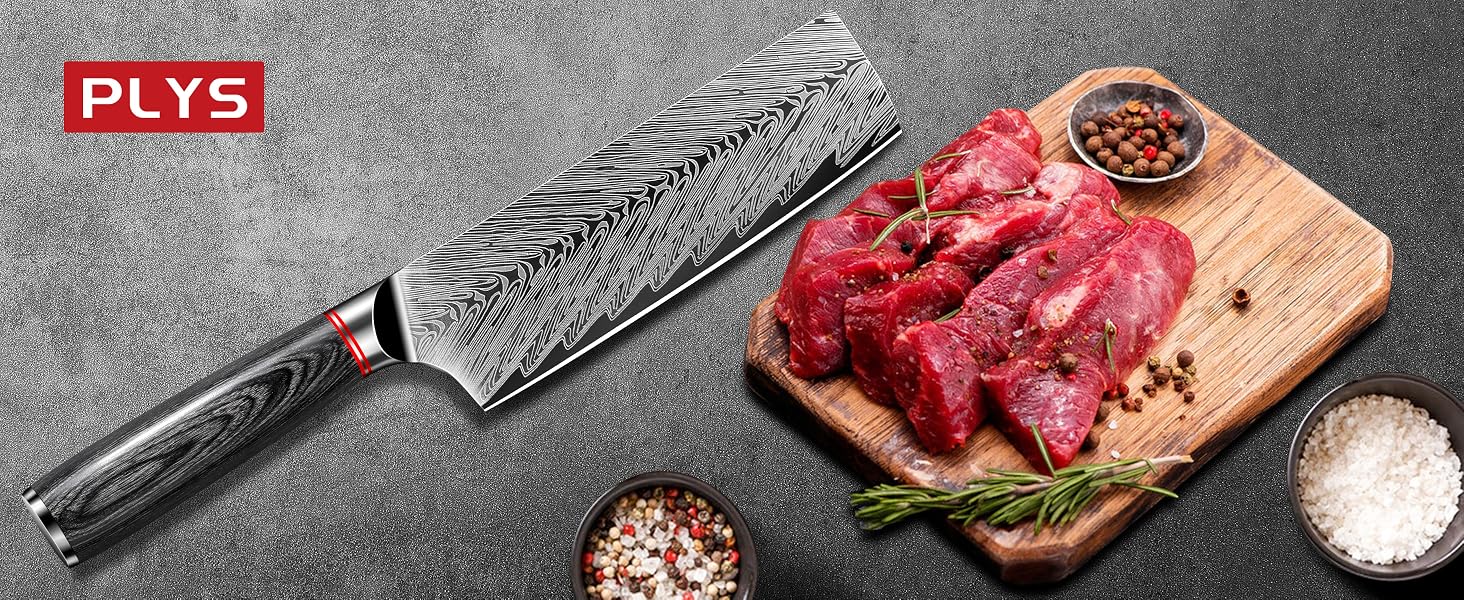 Кухонний ніж Plys Schwarz Profi: гострий ніж для кухні, сталь, титанове покриття, дерев'яна ручка, подарунок для чоловіків