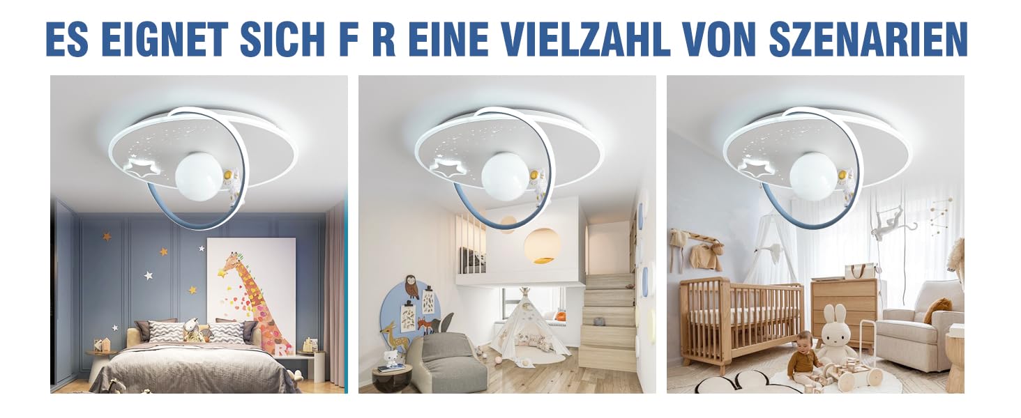 Дитяча стельова LED-лампа RRBEST Місяць та астронавт, діммована з пультом, сучасний дизайн для хлопчиків і дівчаток, декоративне освітлення для дитячої кімнати