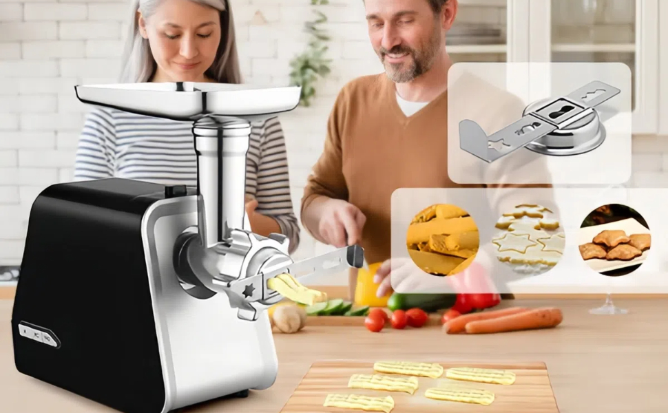Електричний м'ясорубка Profi Fleischwolf 2000W з насадкою для ковбас та печива. М'ясорубка для дому з 3 дисками для фаршу, Mett та кондитерських виробів, та насадкою для Kibbe.