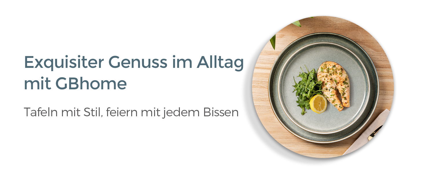 Набір посуду GBhome з реактивної глазурі для 6 осіб (18 предметів), ручна робота, керамічний посуд, безпечний для мікрохвильової печі та посудомийної машини, набір тарілок та мисок, колір Immergrün (Desret Salbei)