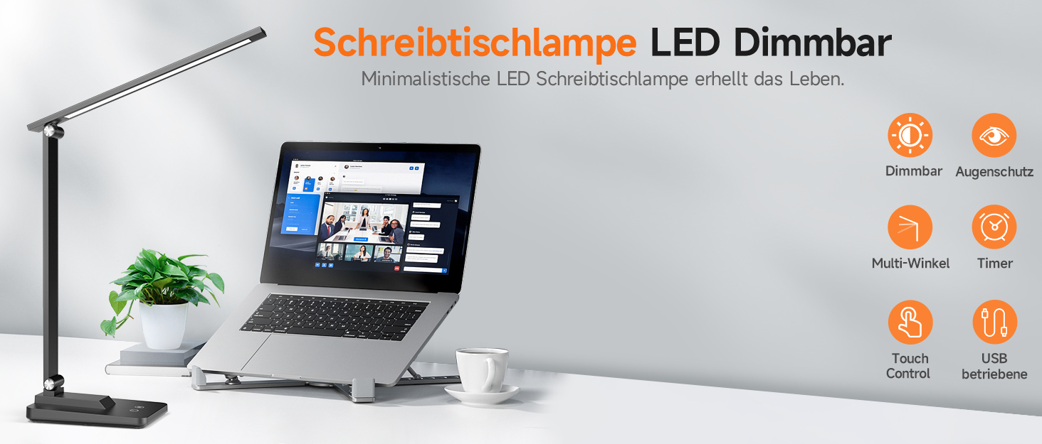 Стійлампа LED з 15 режимами денного світла, 1000LM, регульована яскравість, чорна