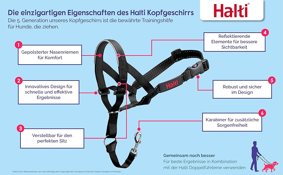 HALTI Нашийник для собак, запобігає потягування, чорний, розмір 3
