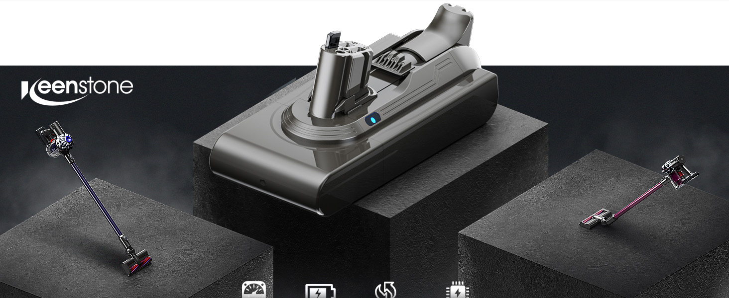 Акумулятор Keenstone V8 8000mAh для Dyson SV10 V8 Absolute Animal Motorhead Fluffy Slim Fluffy Total Clean Extra (V11 8.0Ah) з 3 фільтрами