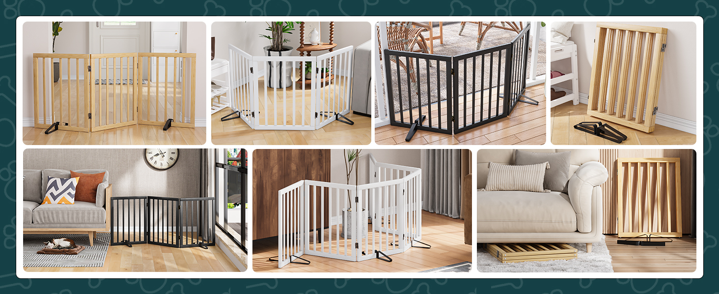 Бамбукове переносне захисне ґратка для собак Semiocthome, 3 секції, для дому, 61 см (H), розширюється до 140 см