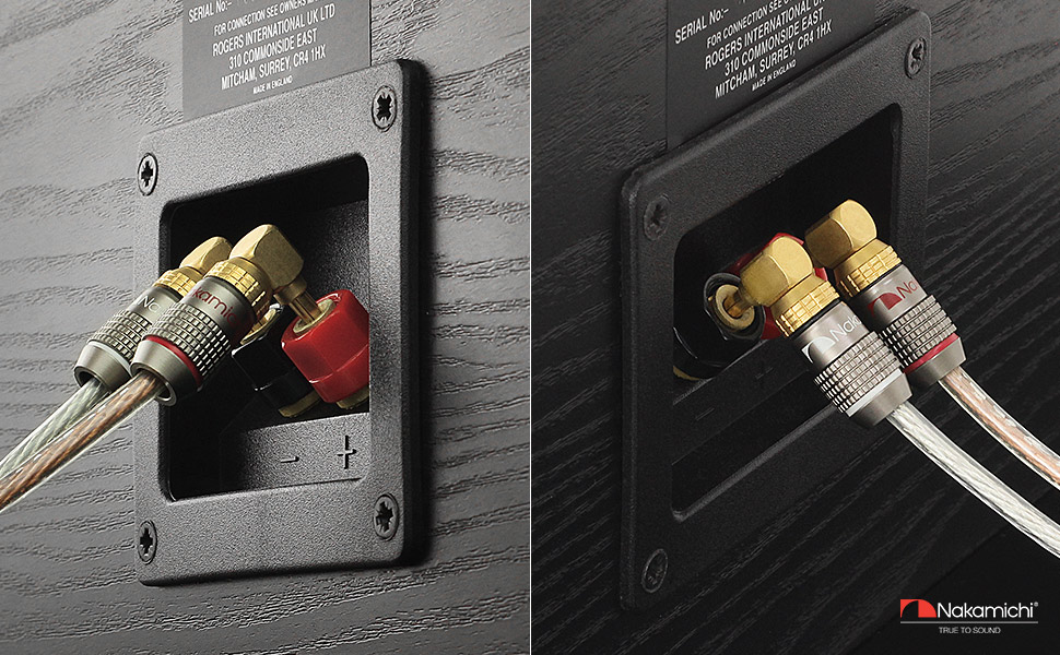 Бананові конектори Nakamichi FanLock Excel-Serie, позолочені правокутні роз'єми для акустичних кабелів Hi-Fi та домашнього кінотеатру, 10-18 AWG, 4 мм, 4 шт (2 пари)