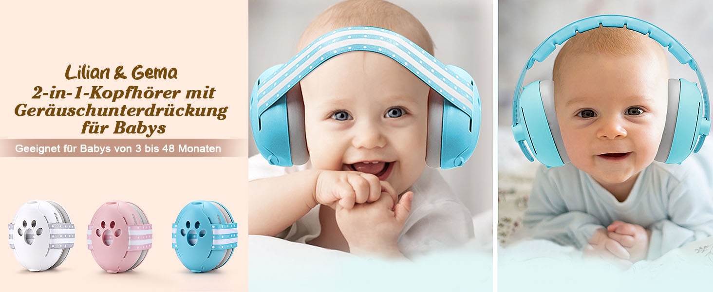 Навушники для захисту від шуму Lilian&Gema для немовлят - 2 в 1, блакитні