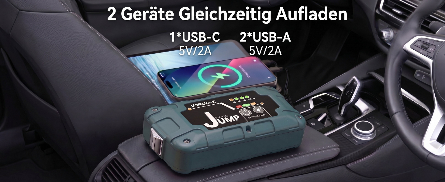 Бустер для автомобіля 7000А Jump Starter Powerbank 12V для бензинових (8л) та дизельних (6.5л) двигунів, пусковий пристрій з LED-ліхтарем та набором аксесуарів, зелений